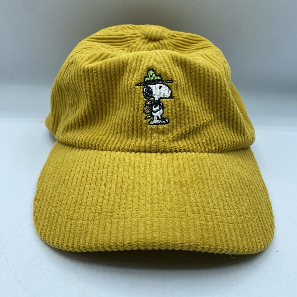 Peanuts Hat Yellow Corduroy Baseball Cap Adult Charlie Brown Adjustable NWOT